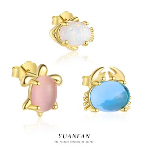 A46347 ocean s925 sterling silver opal stud fashion cateye earrings