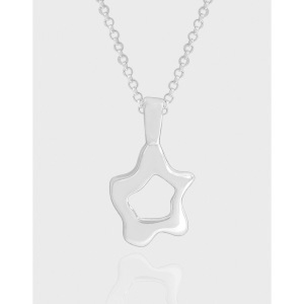 A43961 hollowed stars sterling silver s925 necklace
