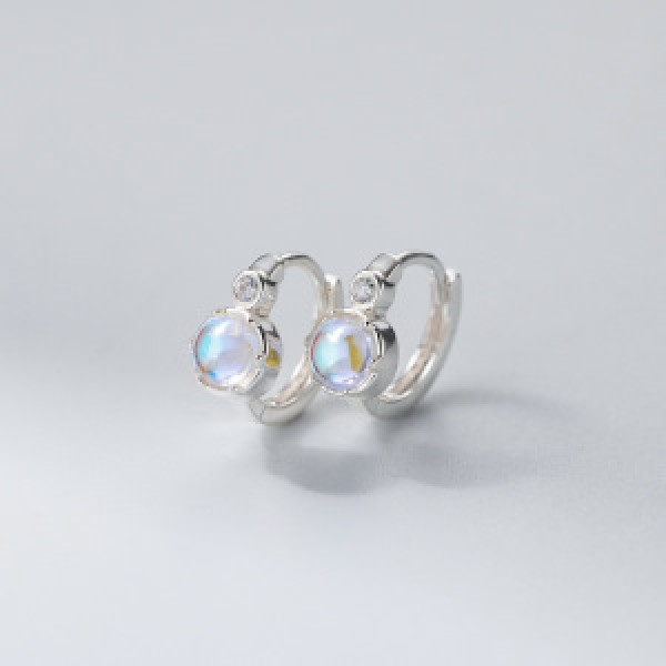 A46431 s925 sterling silver simple elegant rhinestone glass ear buckle