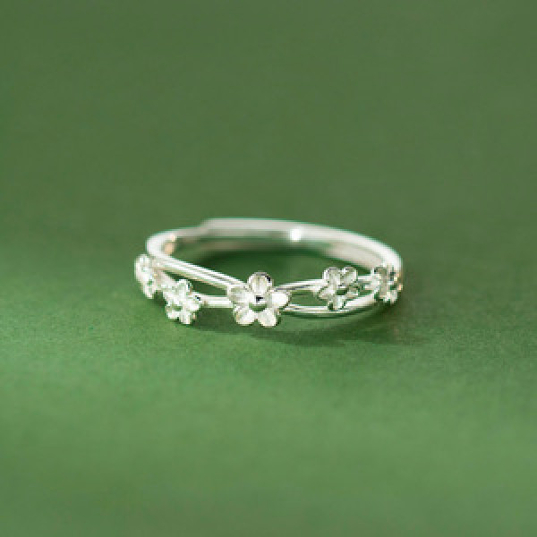 A45967 s925 sterling silver trendy sweet flower ring