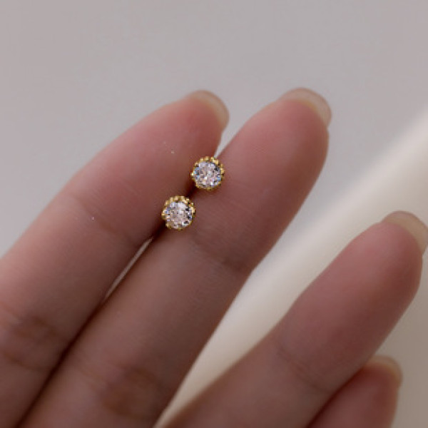A39265 s925 silver simple rhinestone women stud trendy sweet earrings