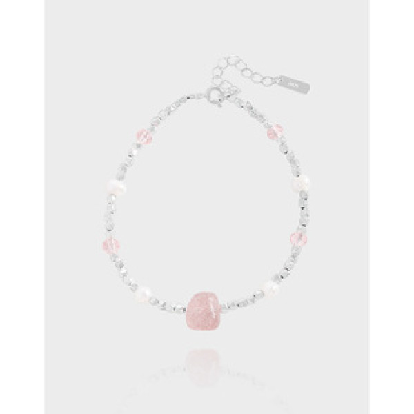 A39415 design strawberry pearl charm sterling silver s925 bracelet