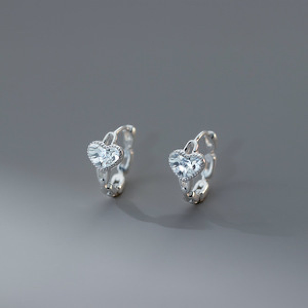 A45553 s925 sterling silver trendy sweet heart chain bar stud earrings