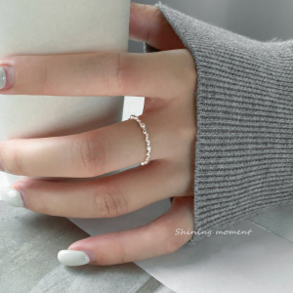 A46266 s925 sterling silver simple bead weave ring