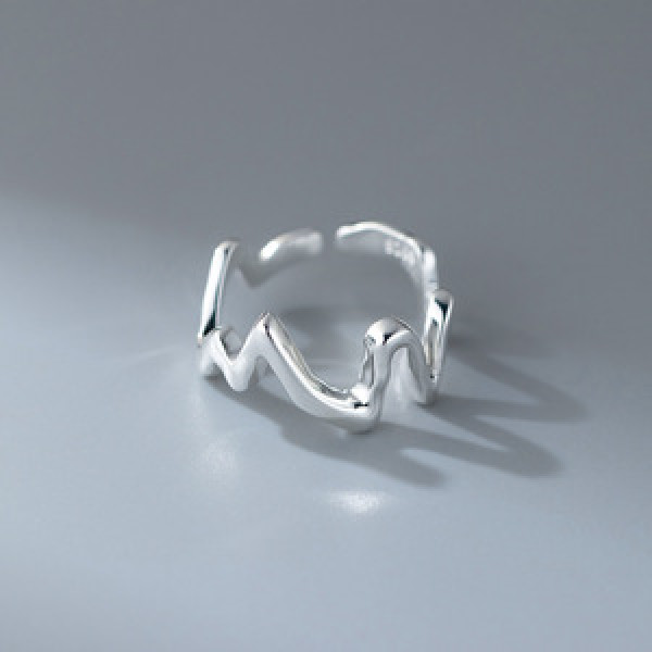 A46117 s925 sterling silver dainty simple bar wrinkled weave ring