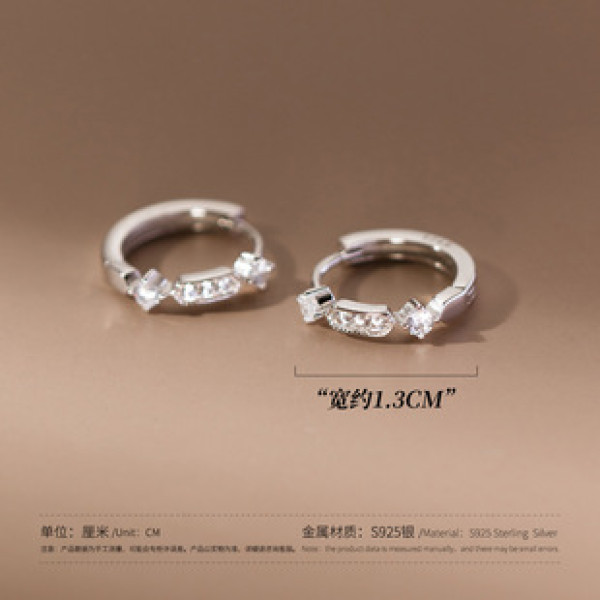 A38558 s925 sterling silver rhinestone geometric design elegant earrings