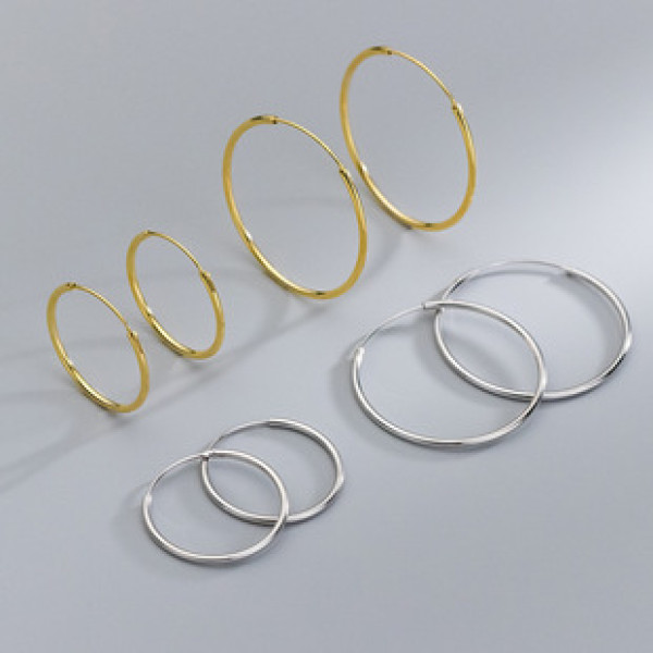 A42896 s925 sterling silver big hoop elegant circle earrings