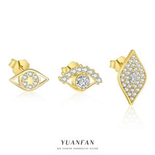 A45519 s925 sterling silver unique cubic zirconia stud dainty simple earrings