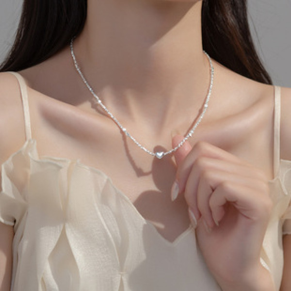 A39114 s925 sterling silver heart necklace