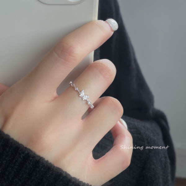 A46251 s925 sterling silver sweet dainty rhinestone butterfly ring