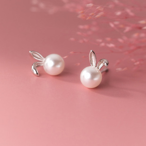 A38137 s925 sterling silver rabbit stud design elegant cute earrings