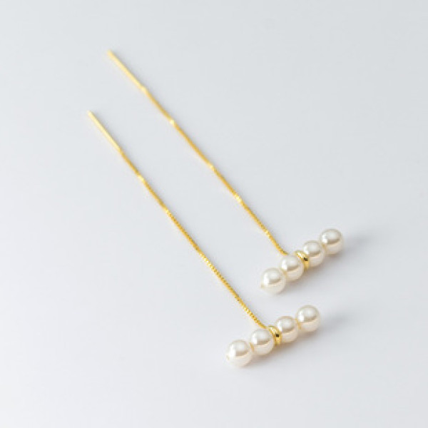 A39792 s925 sterling silver artificial pearl string grade elegant earrings