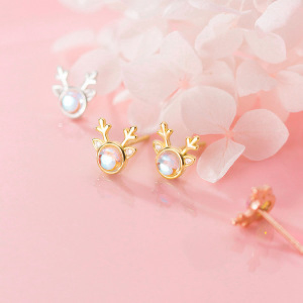 A44849 s925 silver fashion simple christmas deer stud trendy elegant earrings