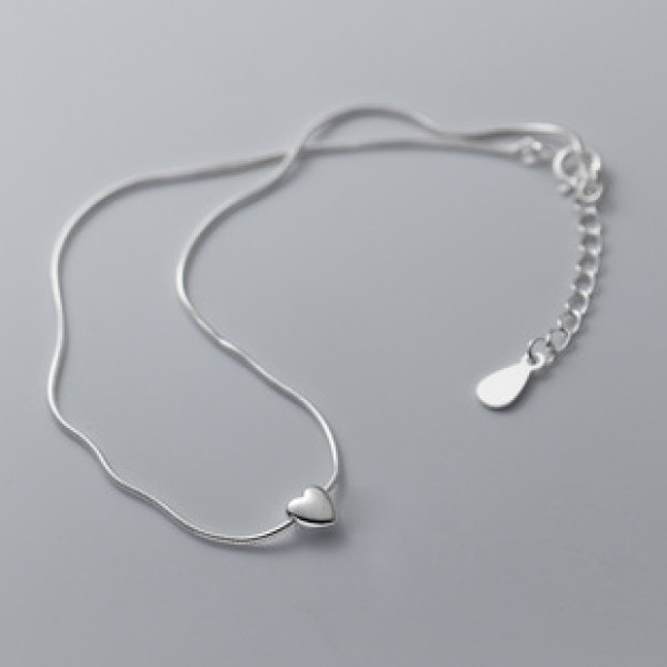 A39169 s925 sterling silver simple heart anklet grade