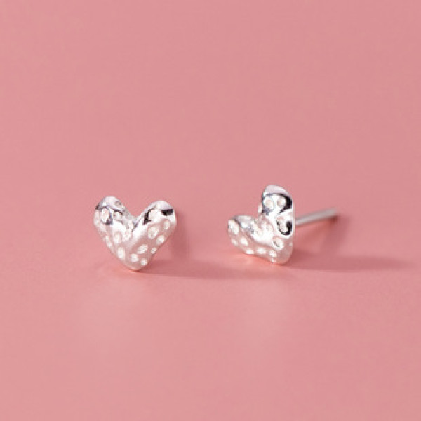 A39474 s925 sterling silver heart stud sweet elegant heartshape earrings