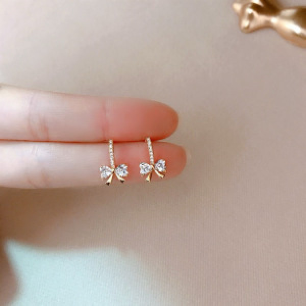 A44566 s925 sterling silver trendy sweet rhinestone butterfly stud earrings