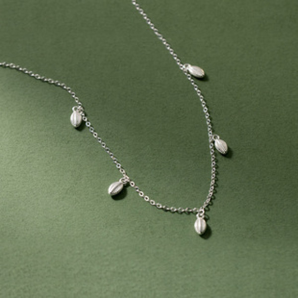 A41861 s925 sterling silver tree leaf fringe design necklace