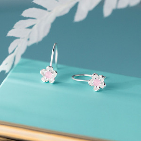 A46313 s925 sterling silver sweet dainty pink ear hook