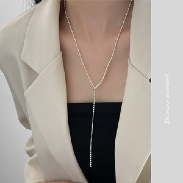 A43778 s925 sterling silver trendy sweet bar necklace