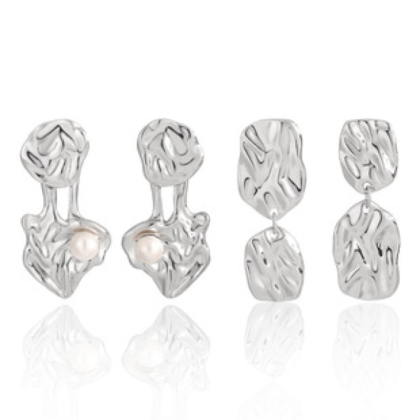A42373 unique pearl twoway s925 sterling silver stud earrings