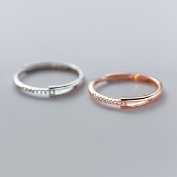 A38562 s925 sterling silver rhinestone hollowed design elegant ring