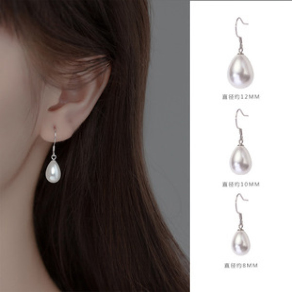 A36000 s925 sterling silver trendy white teardrop pearl sweet dangle earrings