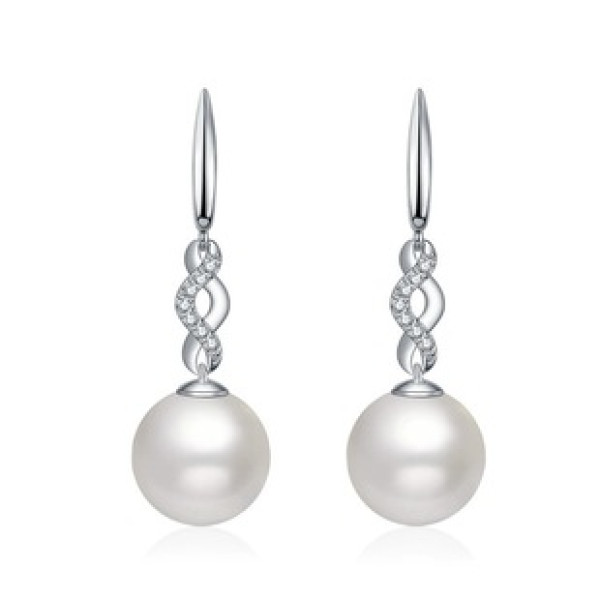 A42313 s925 sterling silver rhinestone braided artificial pearl fashion earrings