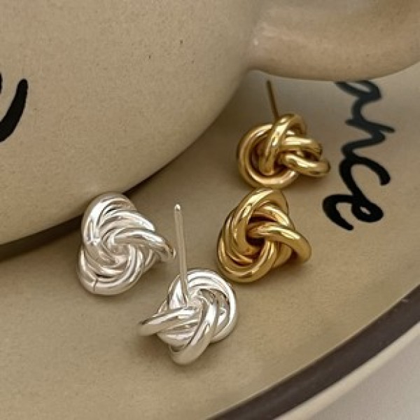 A37695 sterling silver twist stud simple fashion earrings