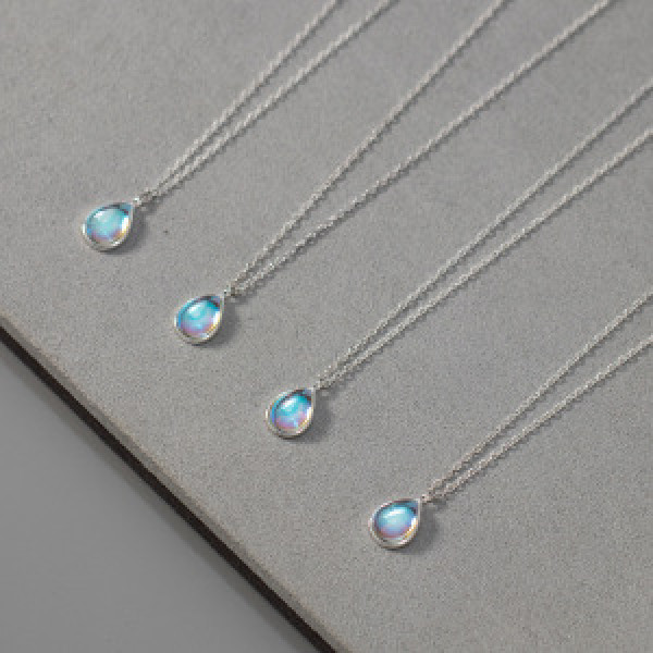 A44738 s925 sterling silver teardrop artificial necklace
