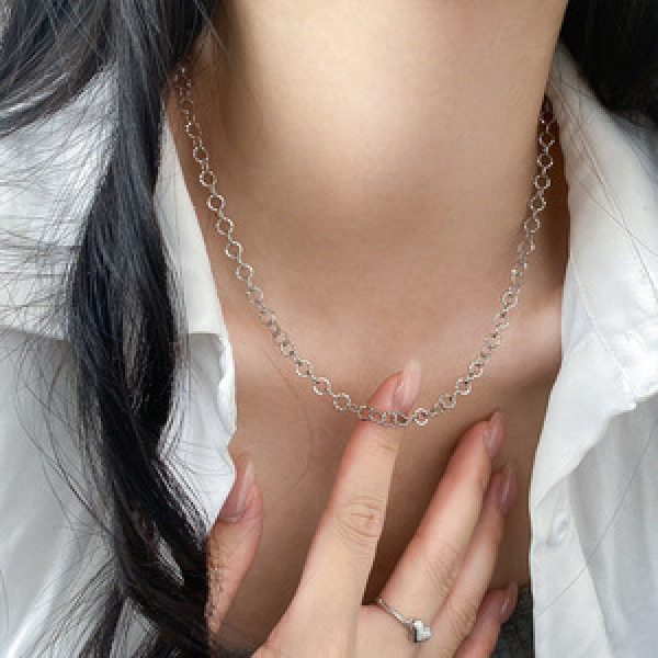 A45957 s925 silver trendy sweet circle necklace