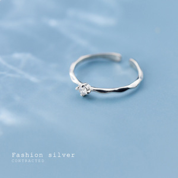A45369 s925 silver fashion cute rhinestone adjustable ring