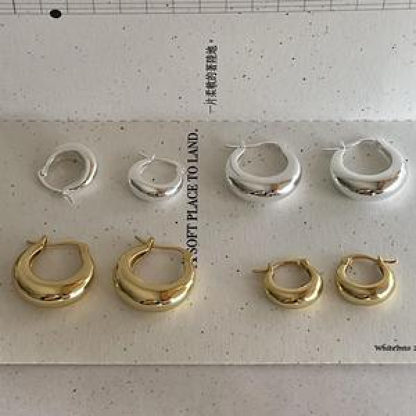 A45010 sterling silver circle simple elegant earrings