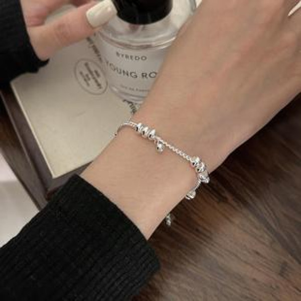 A42259 sterling silver simple fashion geometric charm bracelet