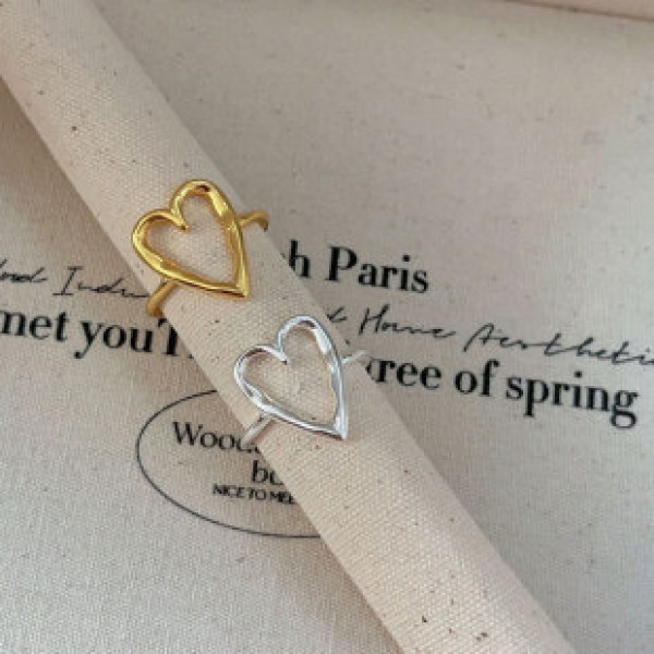 A41020 sterling silver heart simple fashion adjustable ring