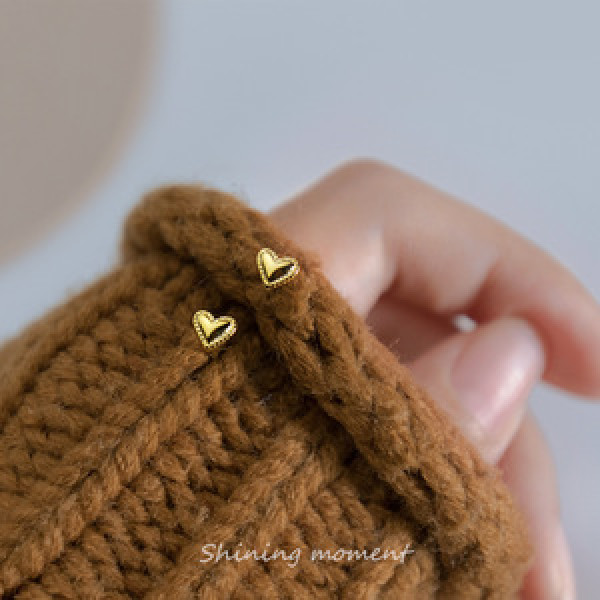 A43696 s925 sterling silver cake stud dainty heart gold piercing earrings