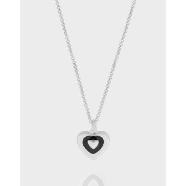 A40993 design geometric heart glazed sterling silver s925 necklace