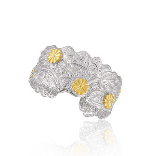 A43597 daisy s925 sterling silver unique plated adjustable ring