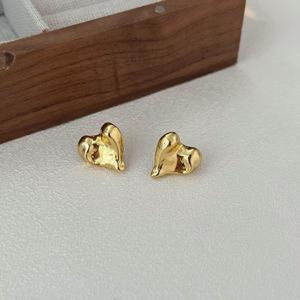 A43715 sterling silver heart stud simple elegant earrings