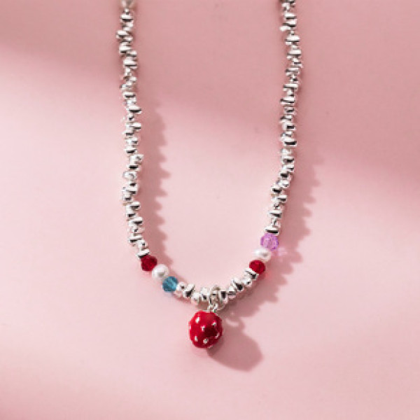A40181 s925 sterling silver strawberry sweet design necklace
