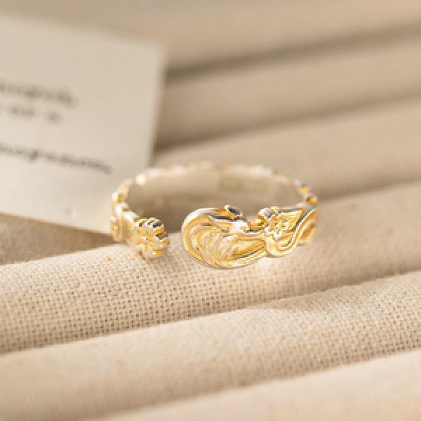 A46023 silver dainty simple elegant gold flower ring