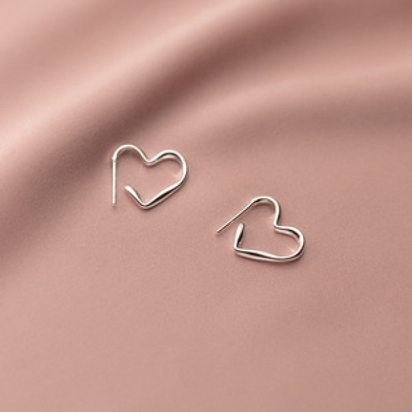 A33696 s925 sterling silver chic trendy heart simple sweet earrings