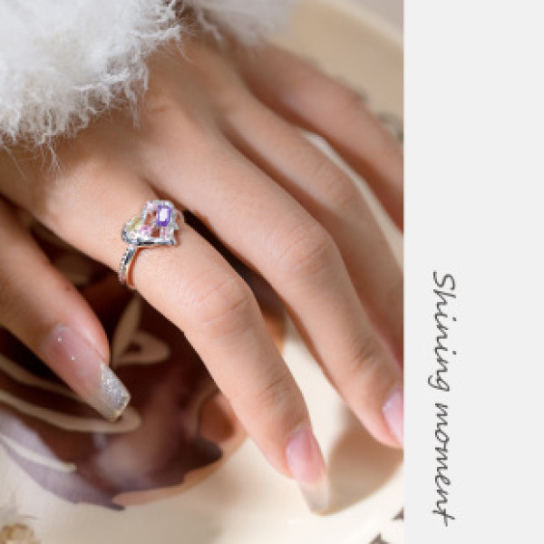 A41047 s925 sterling silver sweet elegant design rhinestone heart ring