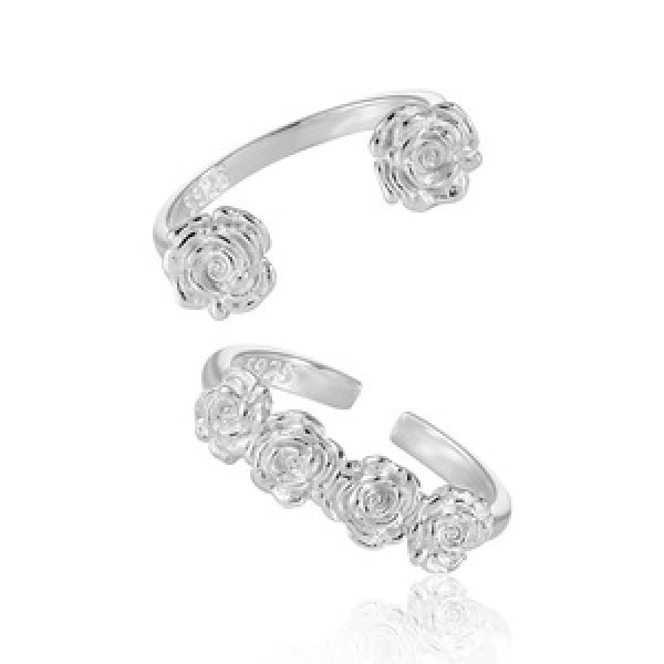 A43593 s925 sterling silver flower ring