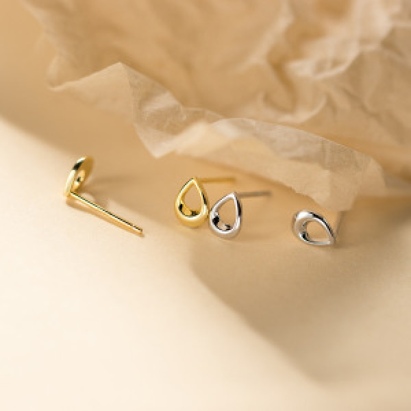 A44547 s925 sterling silver trendy sweet unique hollowed teardrop stud earrings