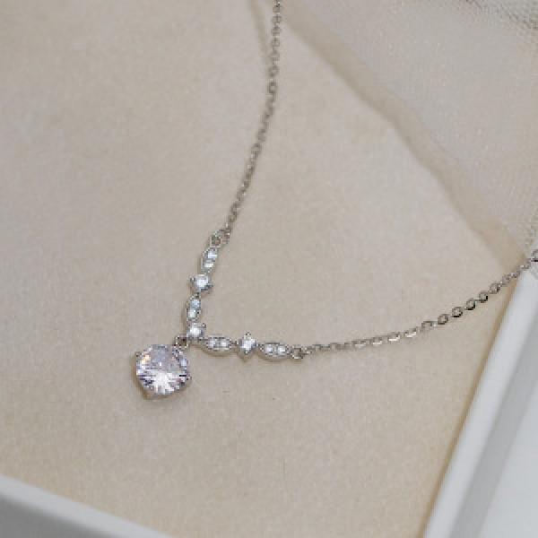 A43821 s925 silver sweet fashion rhinestone necklace