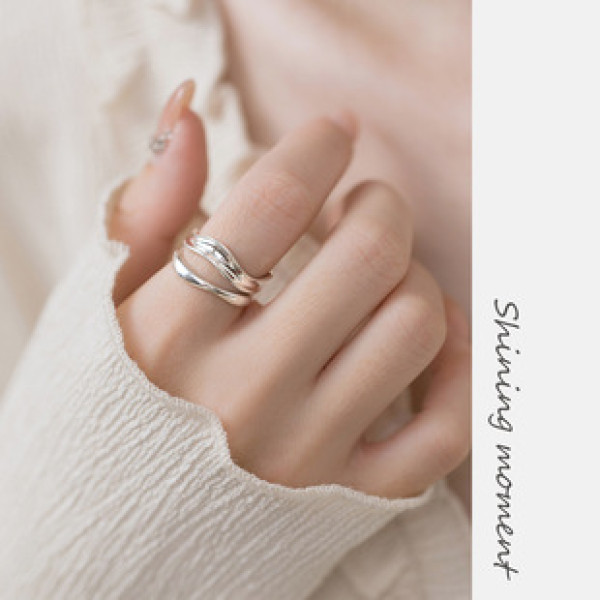 A39807 s925 silver thai multilayer layered bar hollowed unique design ring