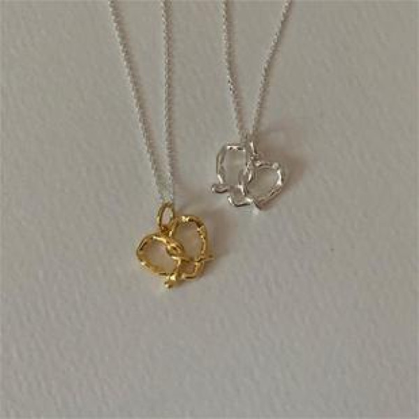 A42267 sterling silver heart simple elegant necklace