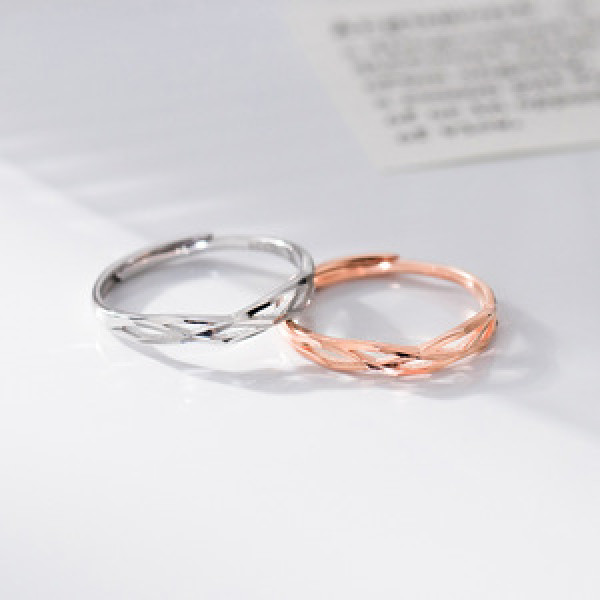 A45119 s925 sterling silver dainty simple hollowed weave bar ring