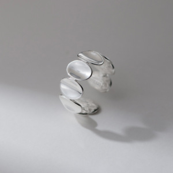 A43859 s925 sterling silver trendy sweet oval plate ring