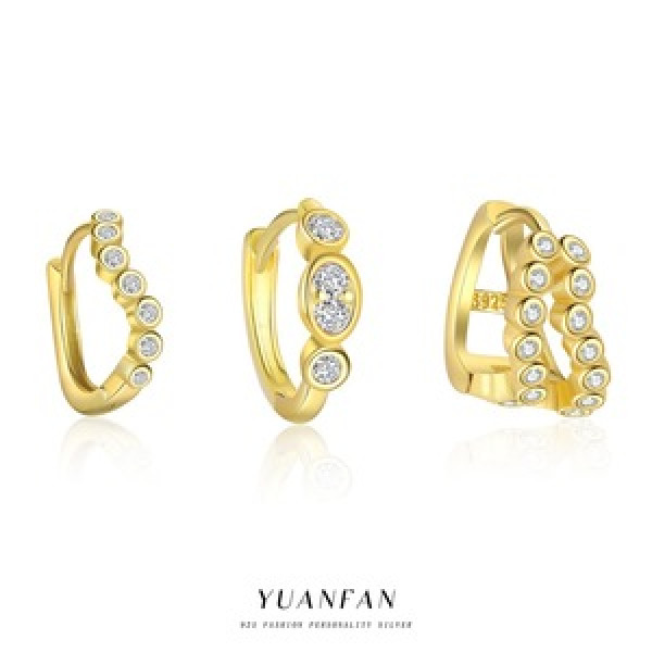 A45254 s925 sterling silver circle stud rhinestone fashion earrings